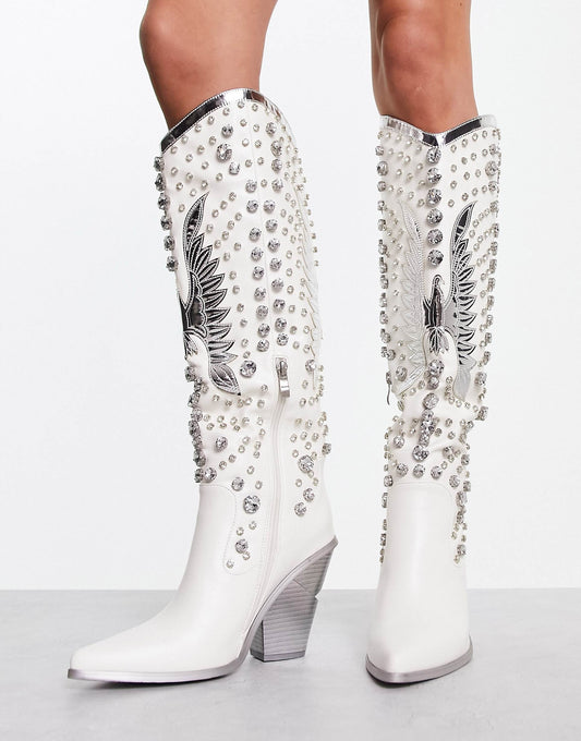 Upbeat Embellished Western Knee Boot