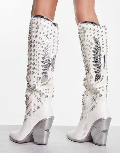 Upbeat Embellished Western Knee Boot