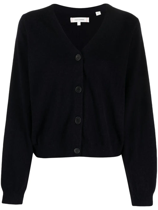 V-Neck Cropped Wool Cardigan