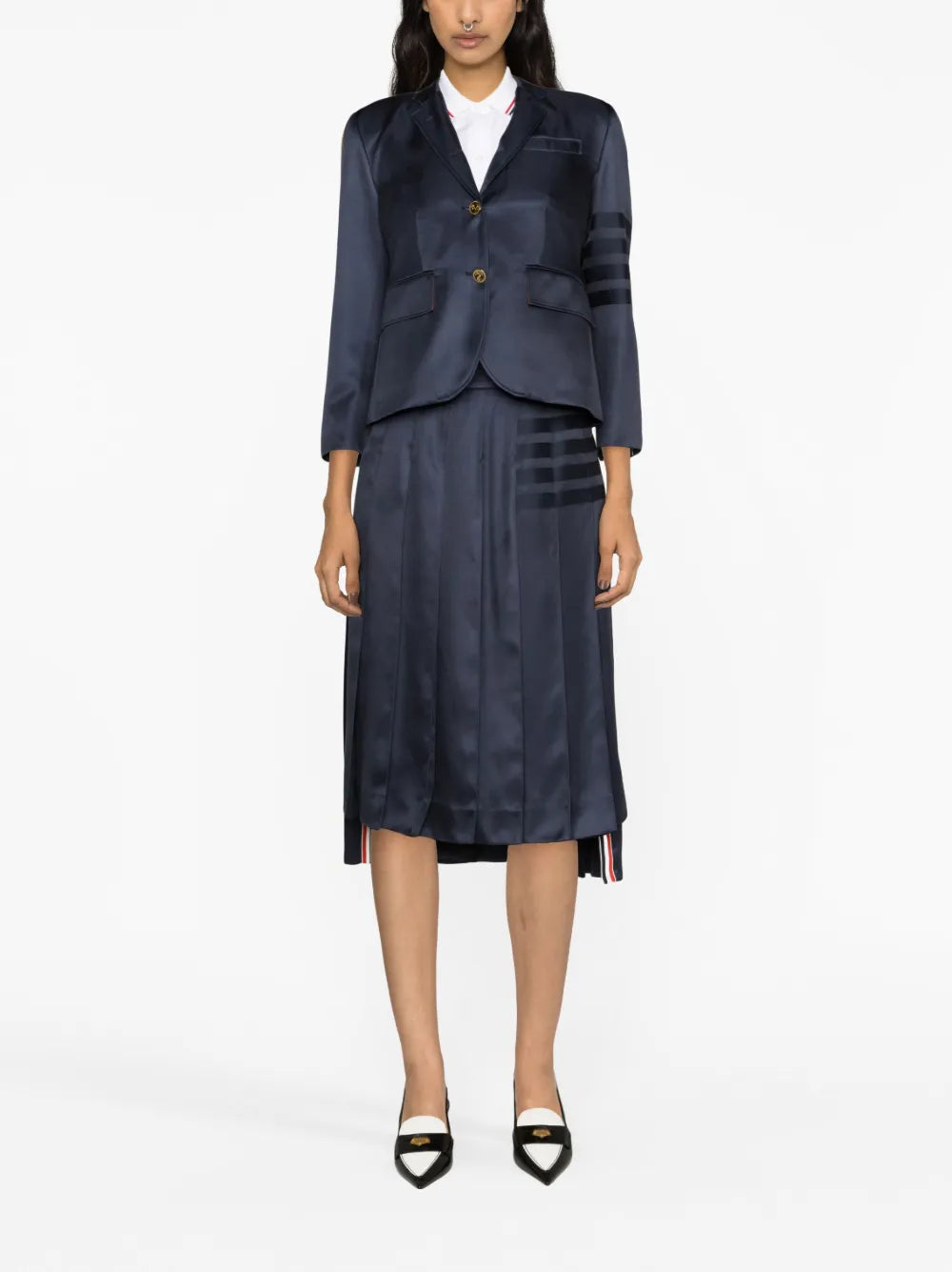 4-Bar Single-Breasted Silk Blazer