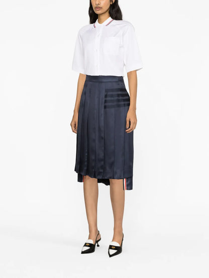 Pleated Silk Midi Skirt