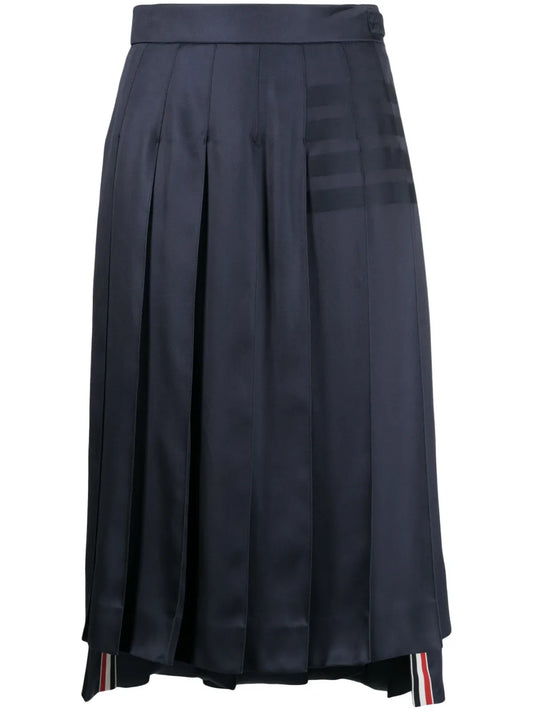 Pleated Silk Midi Skirt