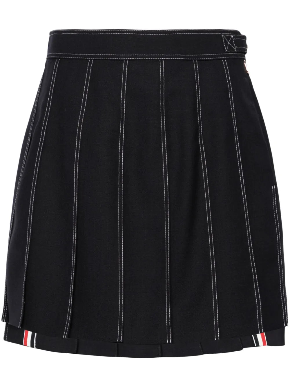 Striped Pleated Wool Miniskirt