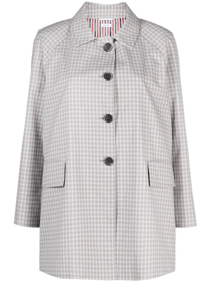 Check-Pattern Cropped Coat