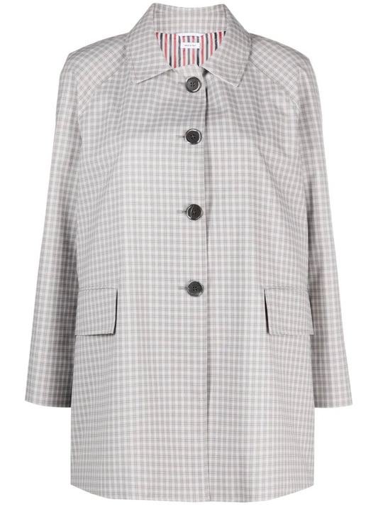Check-Pattern Cropped Coat