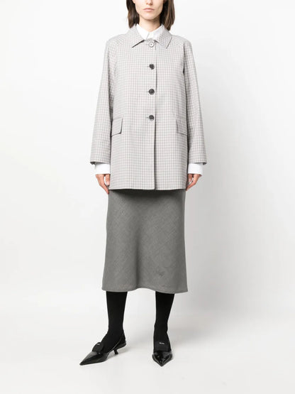 Check-Pattern Cropped Coat