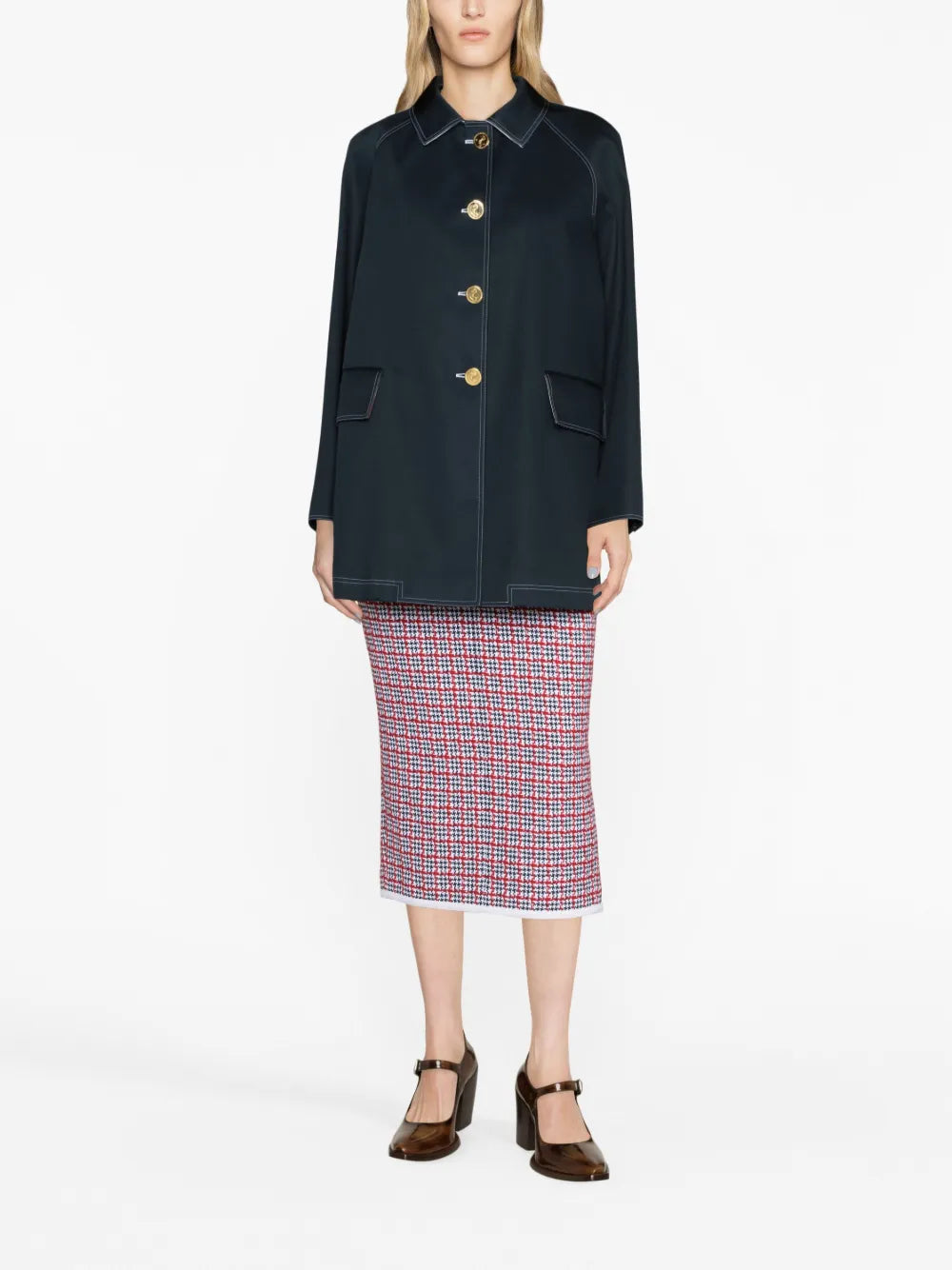 Rwb-Stripe Cropped Car Coat