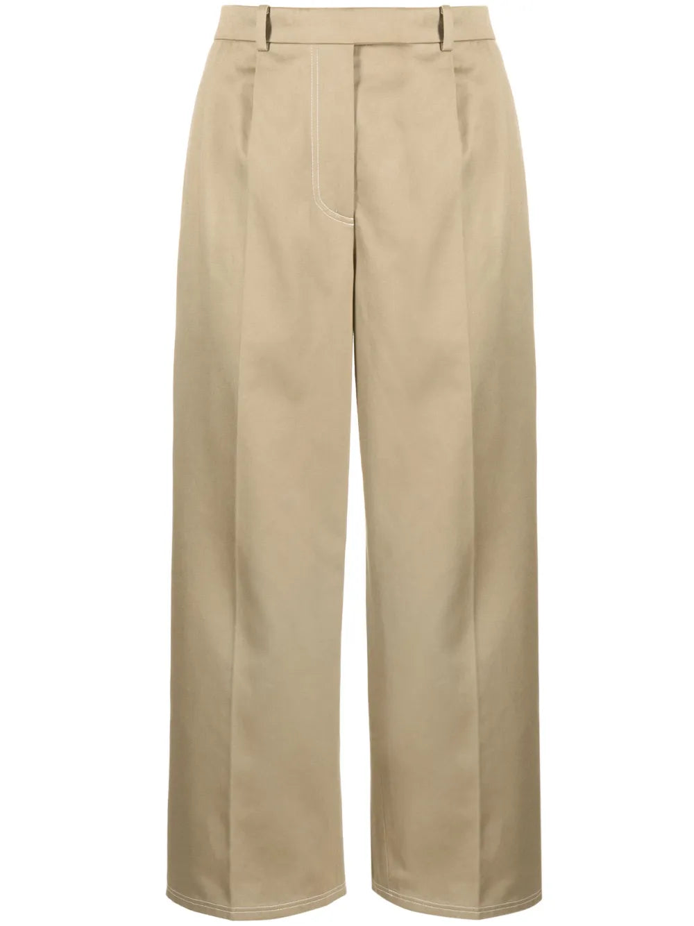 Pleated Cropped Cotton Trousers
