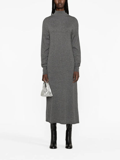 High-Neck Cashmere Knitted Dress