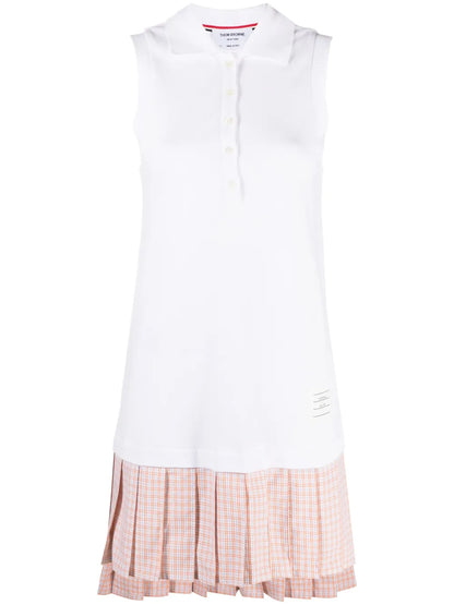 Pleated-Panel Polo Dress