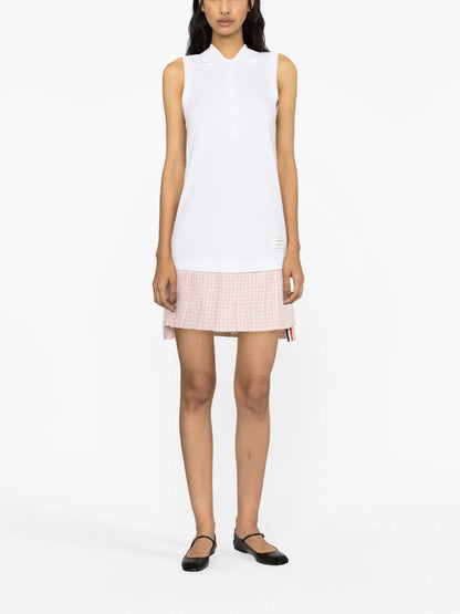 Pleated-Panel Polo Dress