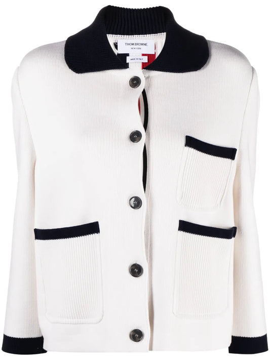 Colourblock-Trims Knitted Cardigan