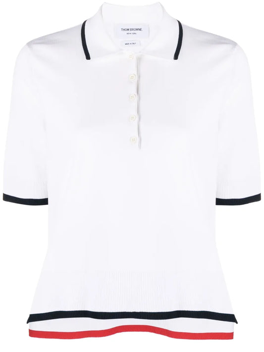 Rib-Stitch Boxy Polo Shirt
