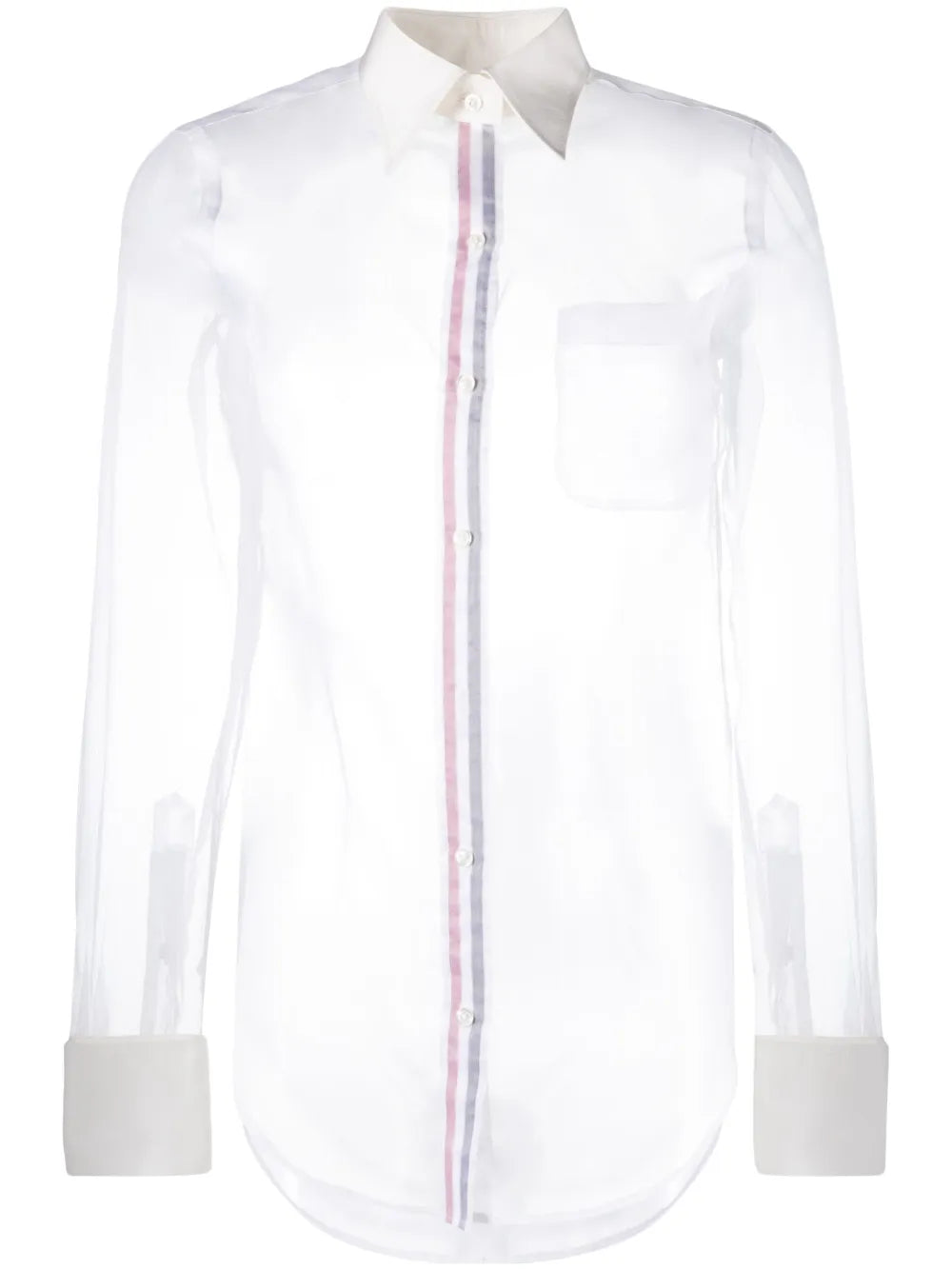 Rwb-Placket Transparent Silk Shirt