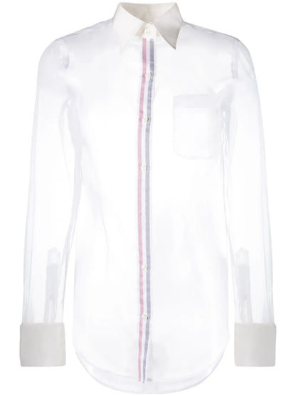 Rwb-Placket Transparent Silk Shirt