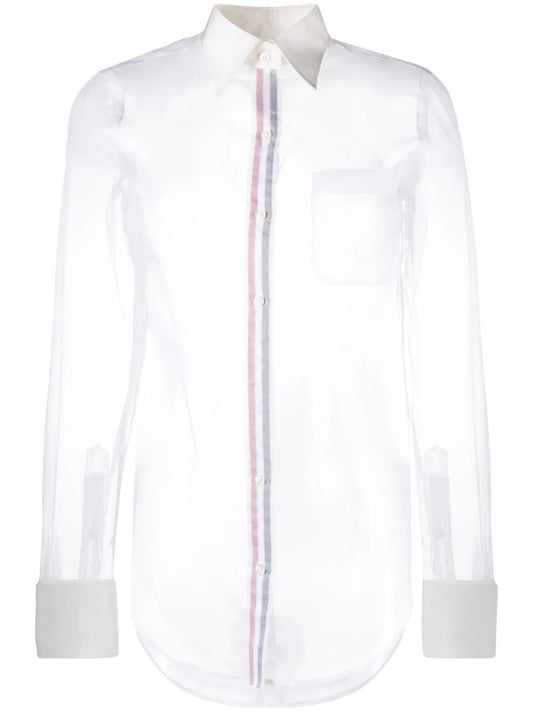 Rwb-Placket Transparent Silk Shirt