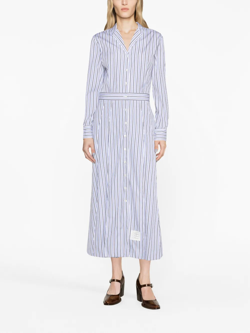 Striped A-Line Cotton Shirtdress