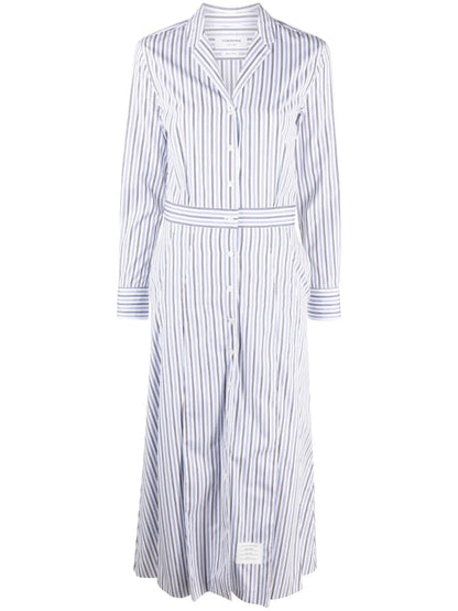 Striped A-Line Cotton Shirtdress