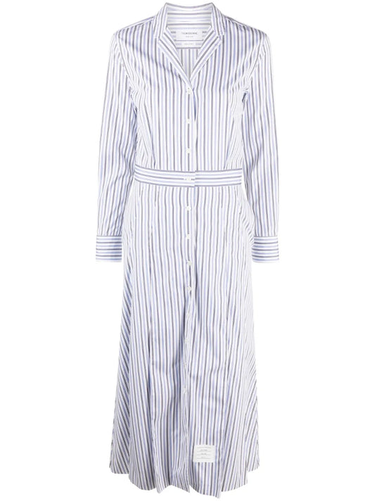 Striped A-Line Cotton Shirtdress