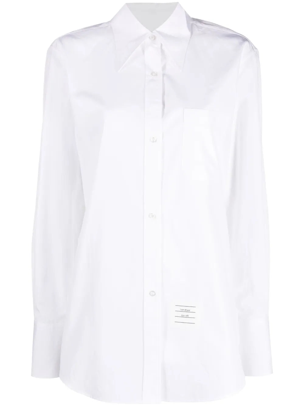 Pointed-Collar Logo-Patch Shirt