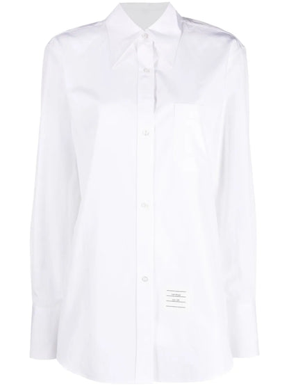 Pointed-Collar Logo-Patch Shirt
