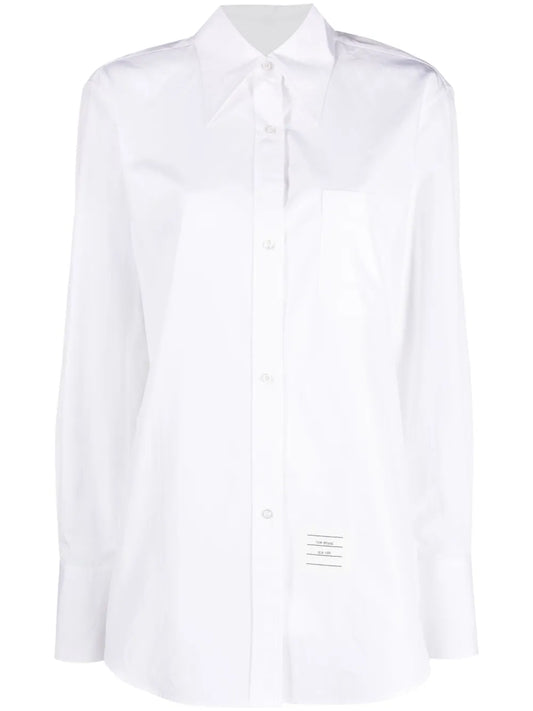 Pointed-Collar Logo-Patch Shirt