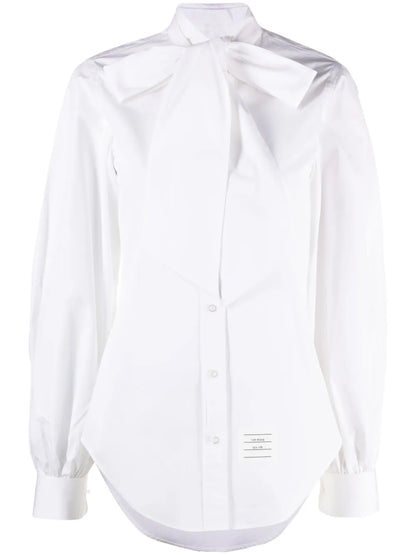 Oversized-Bow Poplin Cotton Shirt
