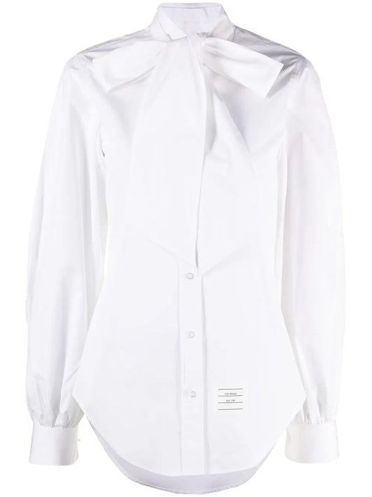 Oversized-Bow Poplin Cotton Shirt