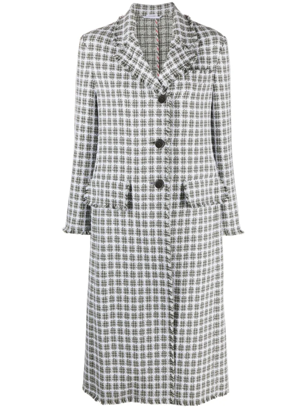 Check-Pattern Tweed Coat