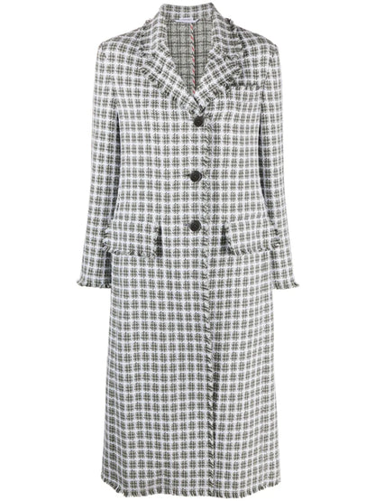 Check-Pattern Tweed Coat
