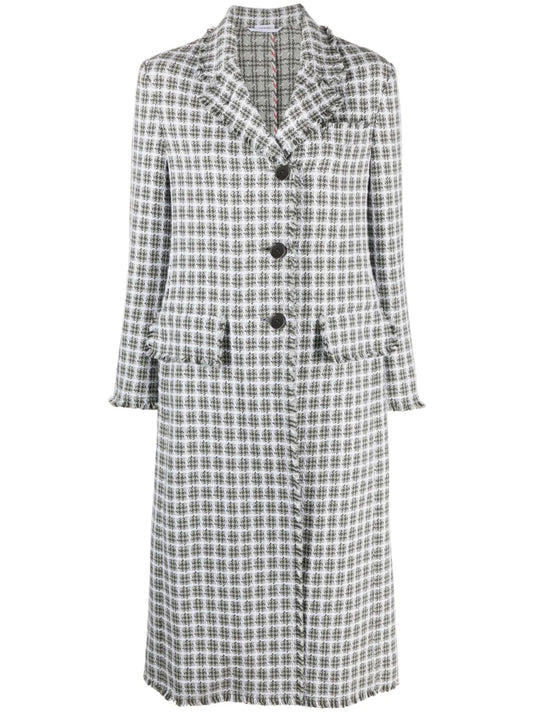 Check-Pattern Tweed Coat