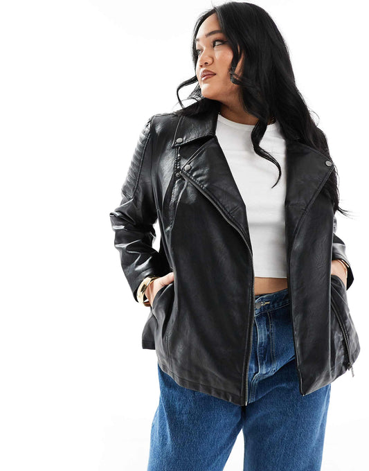 Curve Zip Up Pu Jacket