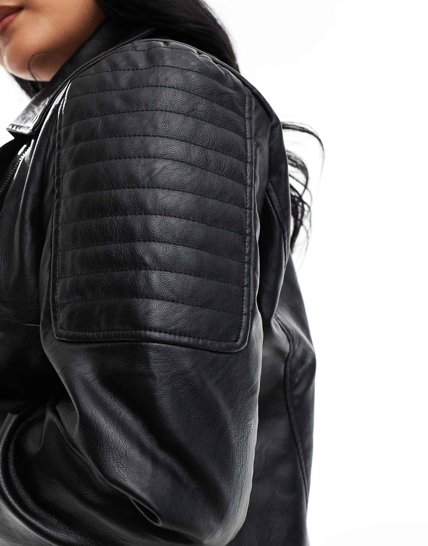 Curve Zip Up Pu Jacket