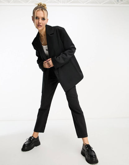 Oversized Woven Blazer With Pockets