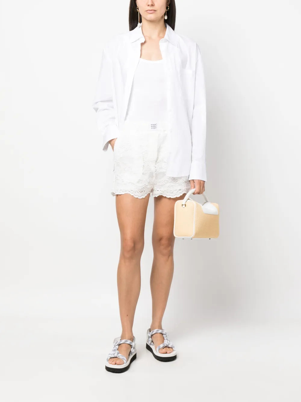 Lace-Panelling Short Shorts