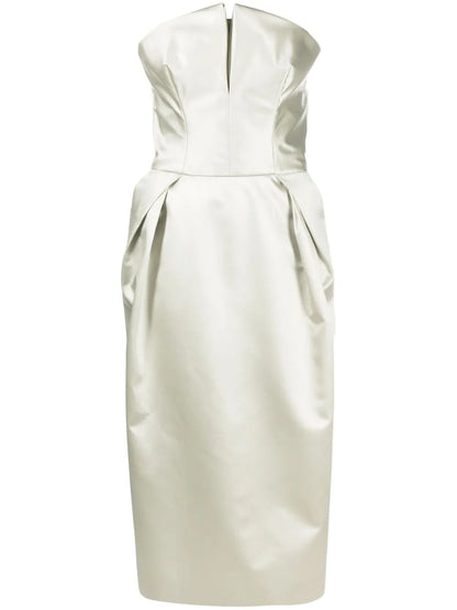 Strapless Silk Midi Dress