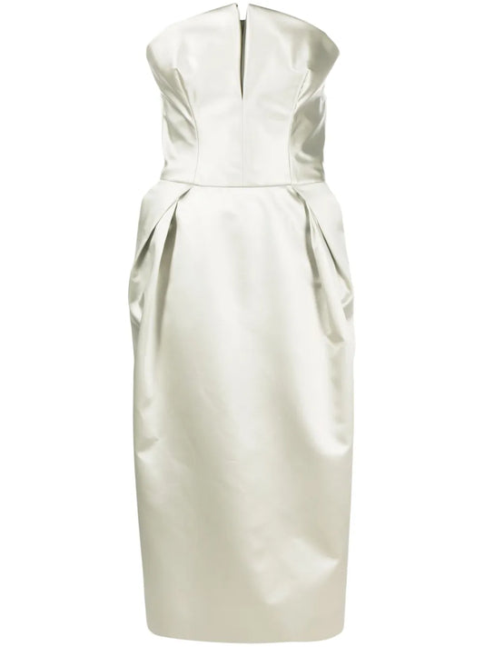 Strapless Silk Midi Dress