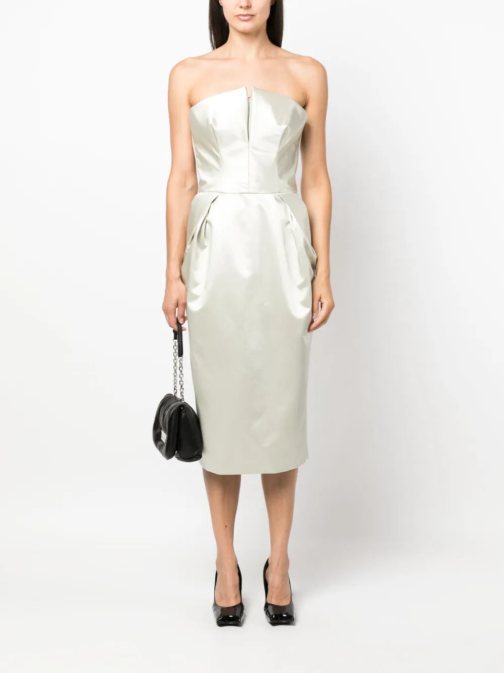 Strapless Silk Midi Dress