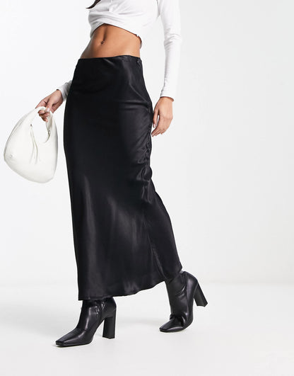 Satin Bias Midi Skirt