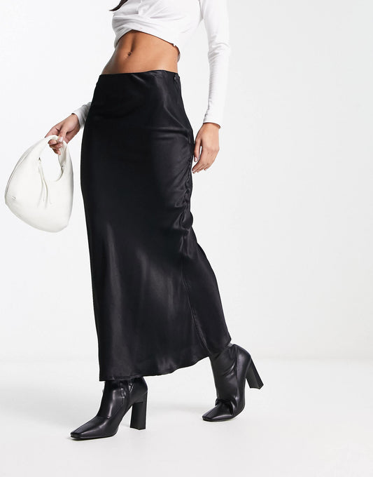Satin Bias Midi Skirt