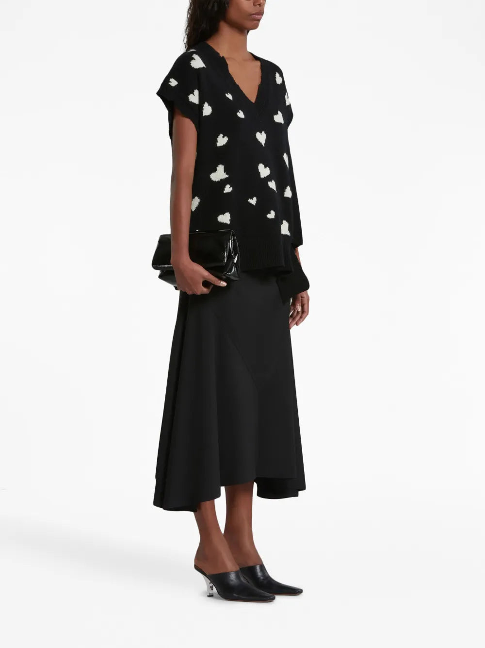 Asymmetric Wool Midi Skirt