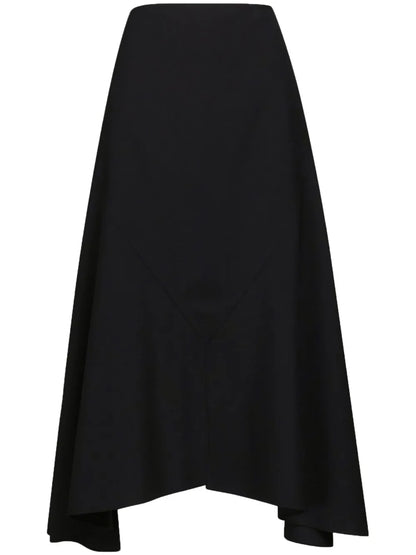 Asymmetric Wool Midi Skirt