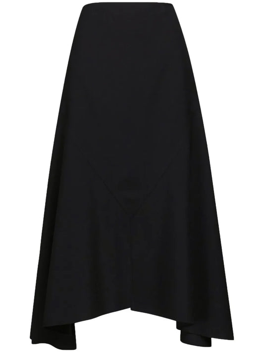 Asymmetric Wool Midi Skirt