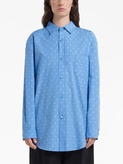 Polka Dot-Print Poplin Shirt