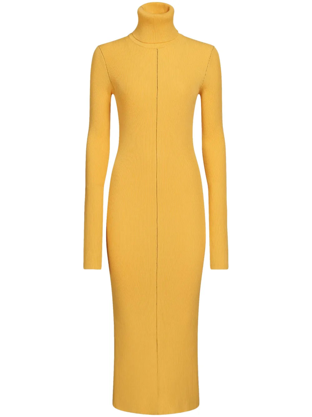 Roll-Neck Ribbed Midi Dress