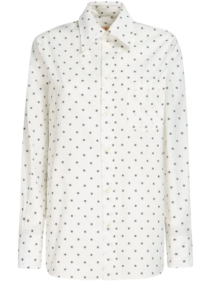 Polka Dot-Print Poplin Shirt