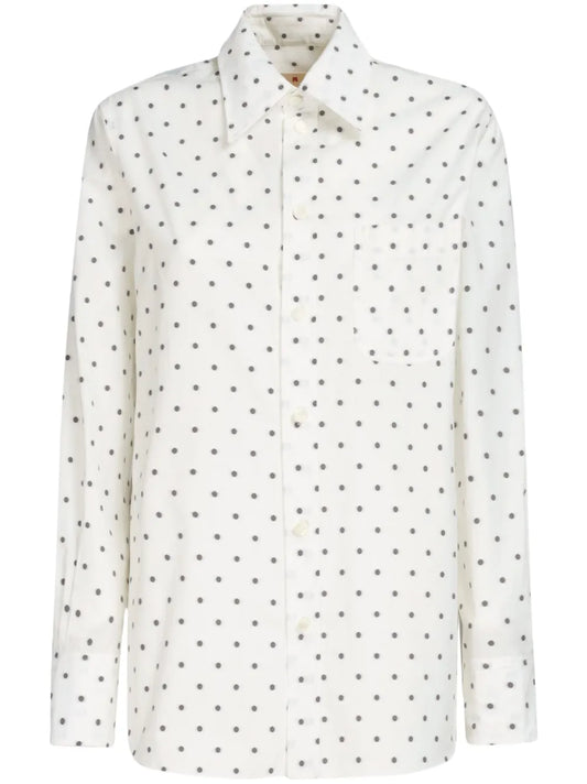 Polka Dot-Print Poplin Shirt