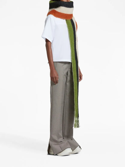 Houndstooth-Pattern Straight-Leg Trousers