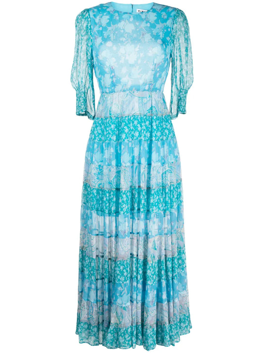 Agyness Mix-Print Tiered Dress