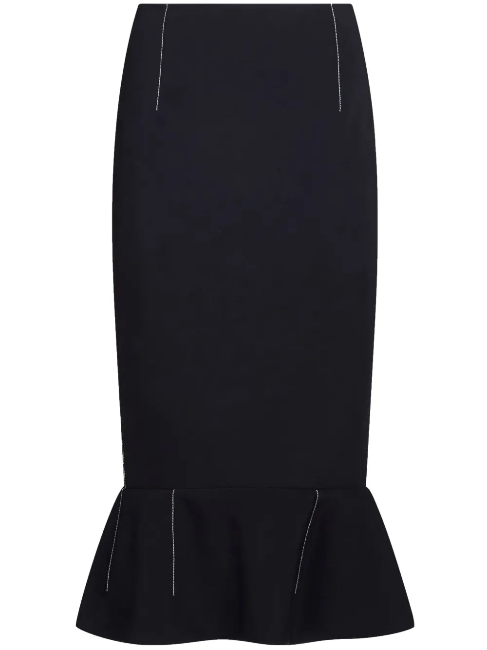 Flounce-Hem Pencil Skirt
